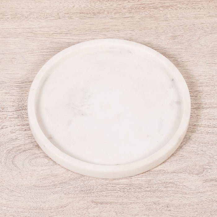 Round 25cm Natural White Marble Tray