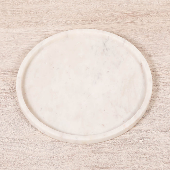 Round 30cm Natural White Marble Tray