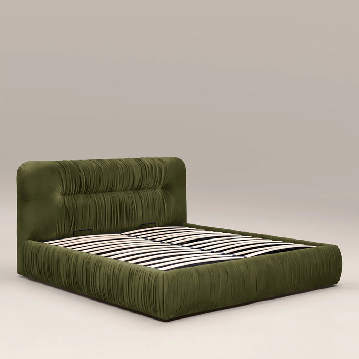 Bronte Ottoman Storage King Bed | Olive Green Sustainable Velvet