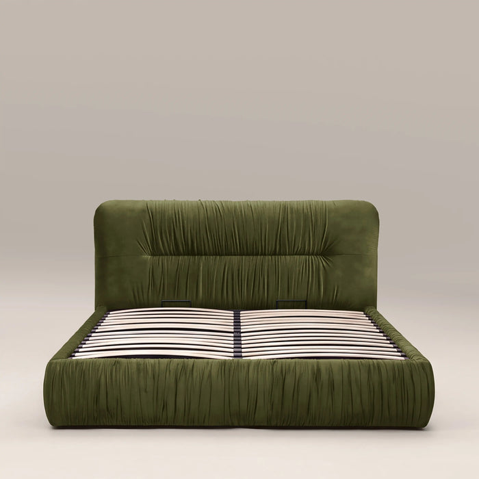 Bronte Ottoman Storage King Bed | Olive Green Sustainable Velvet