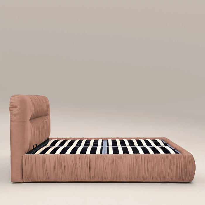 Bronte Ottoman Storage King Bed | Blush Pink Sustainable Velvet