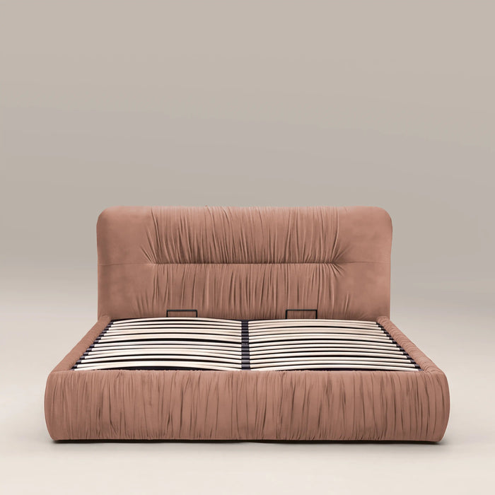 Bronte Ottoman Storage King Bed | Blush Pink Sustainable Velvet
