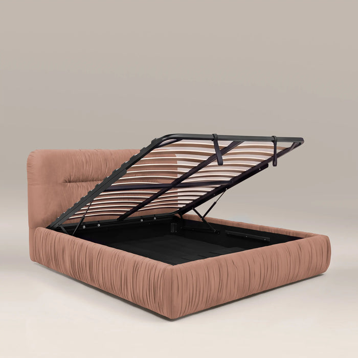 Bronte Ottoman Storage King Bed | Blush Pink Sustainable Velvet