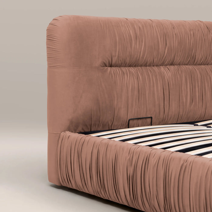 Bronte Ottoman Storage King Bed | Blush Pink Sustainable Velvet