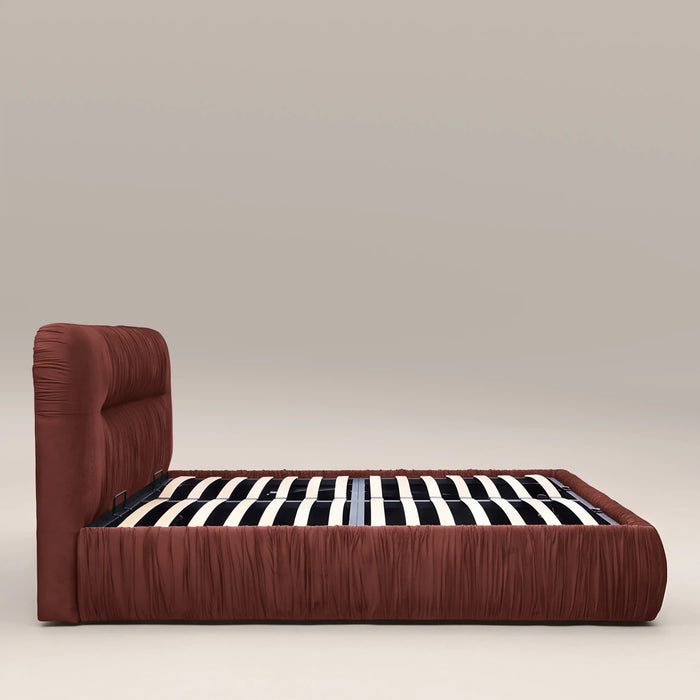 Bronte Ottoman Storage King Bed | Rust Red Sustainable Velvet