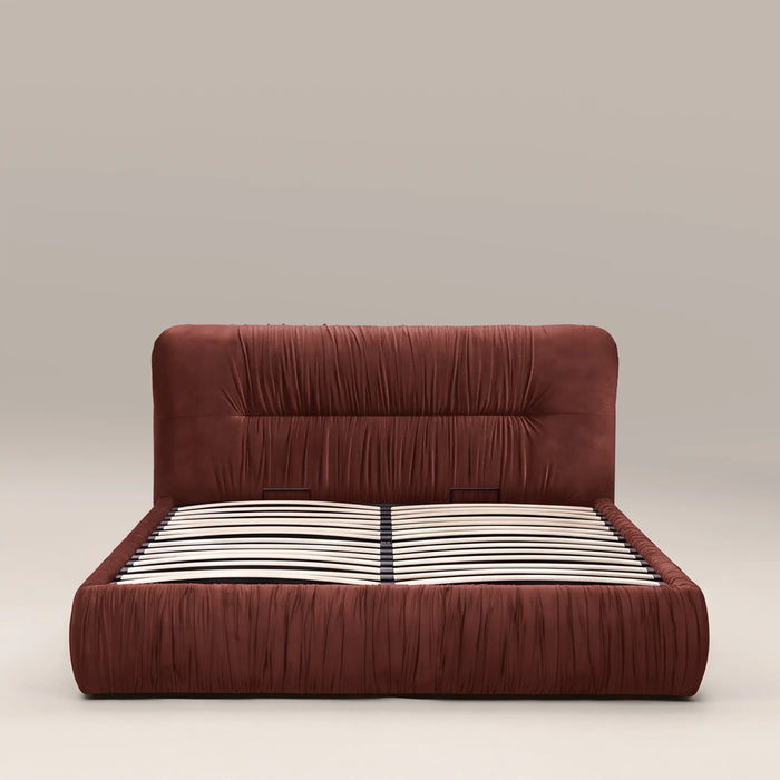 Bronte Ottoman Storage King Bed | Rust Red Sustainable Velvet
