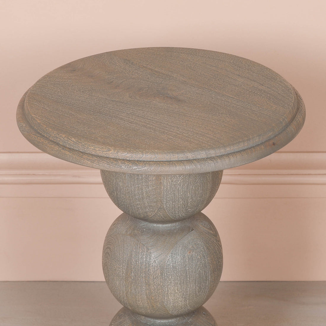 Rustic Wooden Stacked Ball Side Occasional Table