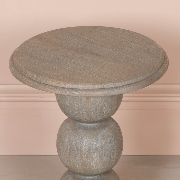 Rustic Wooden Stacked Ball Side Occasional Table