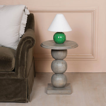 Rustic Wooden Stacked Ball Side Occasional Table