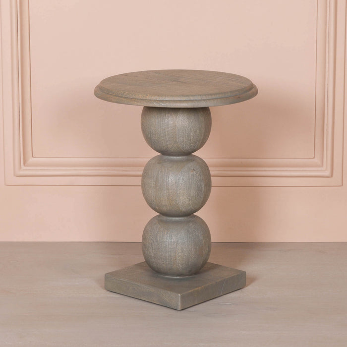 Rustic Wooden Stacked Ball Side Occasional Table