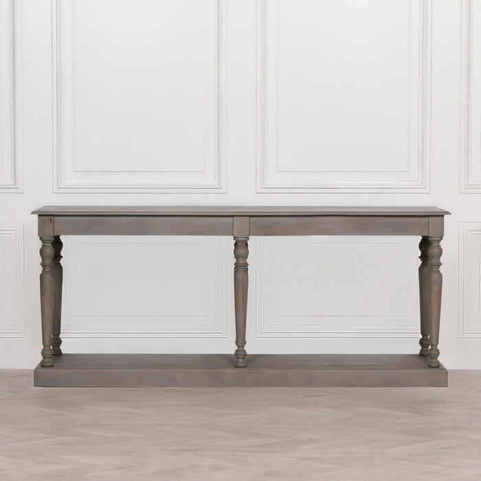 Rustic Wooden Column Leg Console