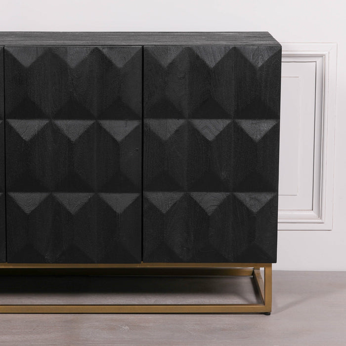 Black Wooden Diamond Pattern Sideboard