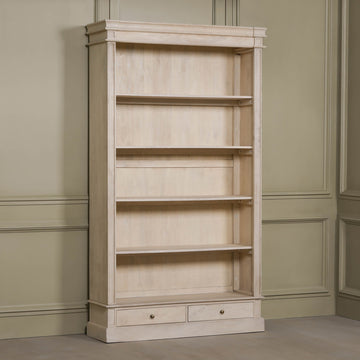 Blanche Wooden Rustic Single Open Bookcase with Drawers