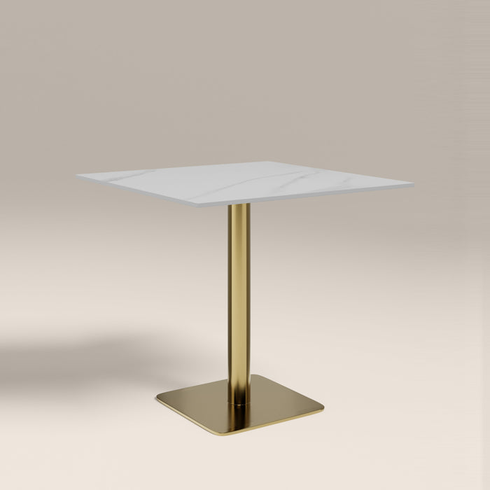 Kinsley 2 Seat Square Cafe Table White Marble & Brass