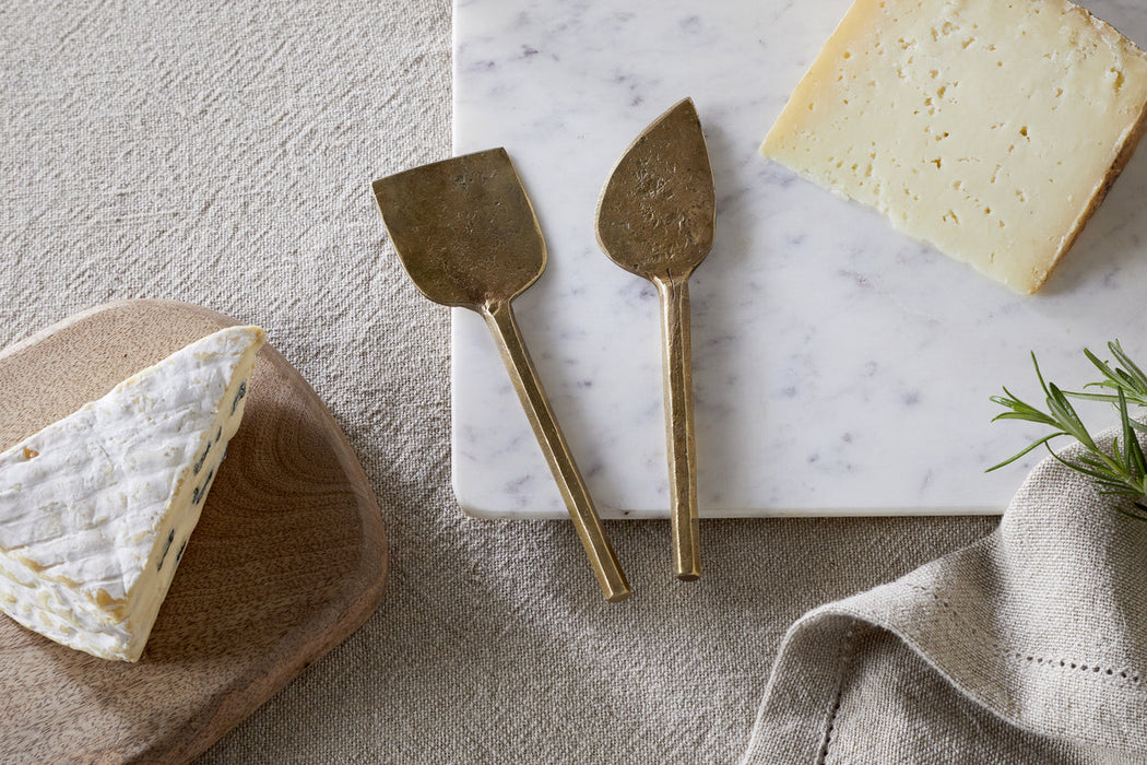 Kasa Cheese Knives Antique Brass Set Of 2