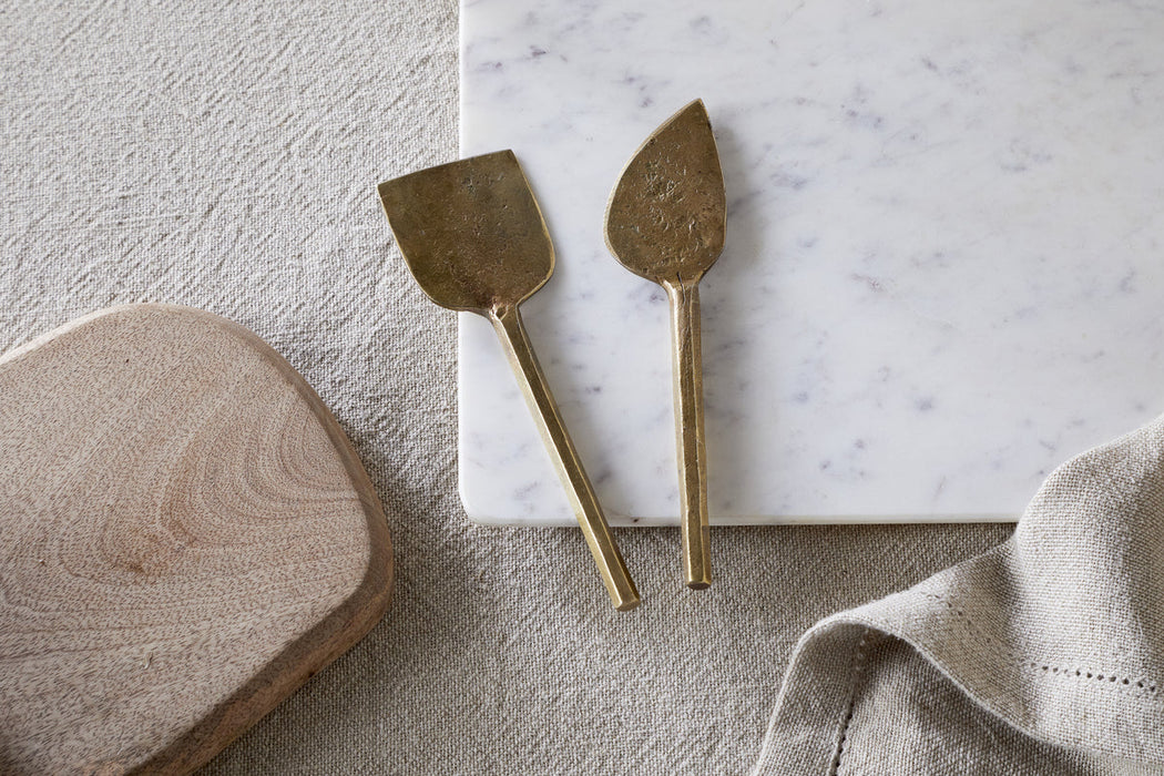 Kasa Cheese Knives Antique Brass Set Of 2