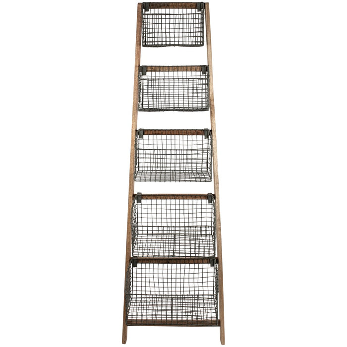 Display Ladder With Wire Basket