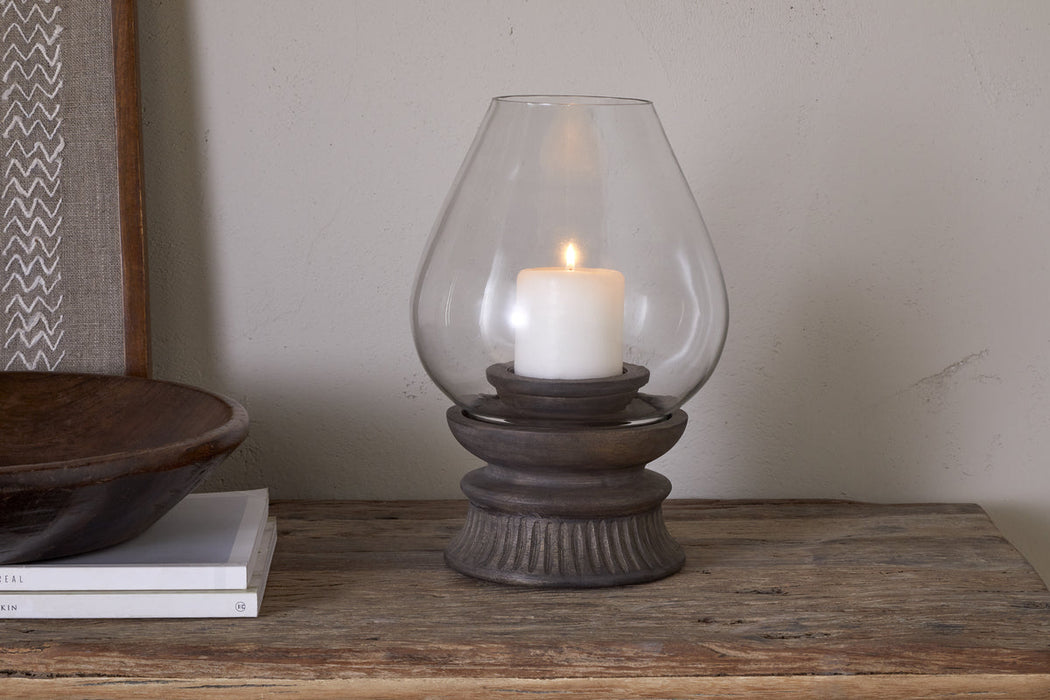 Kawani Mango Wood Lantern Dark Ash