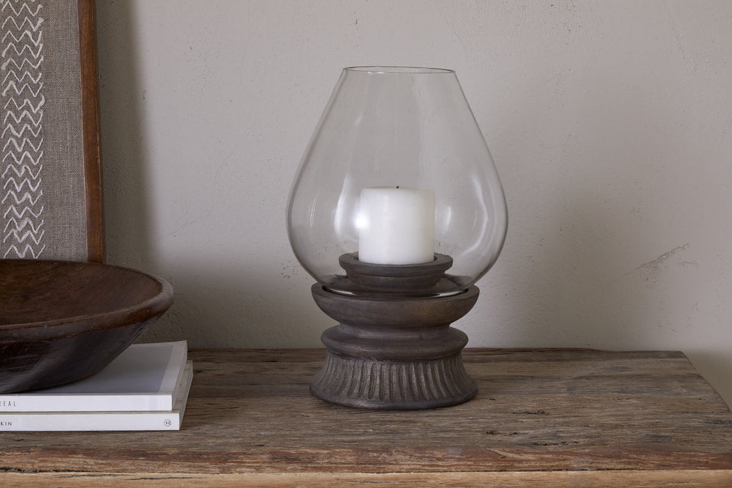 Kawani Mango Wood Lantern Dark Ash