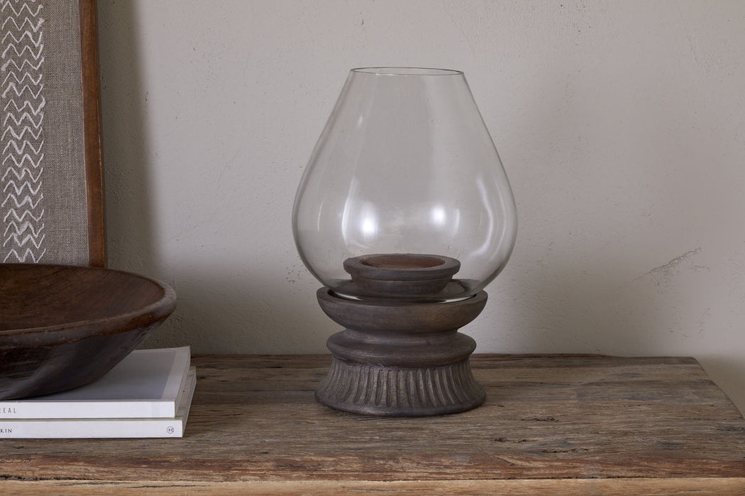 Kawani Mango Wood Lantern Dark Ash