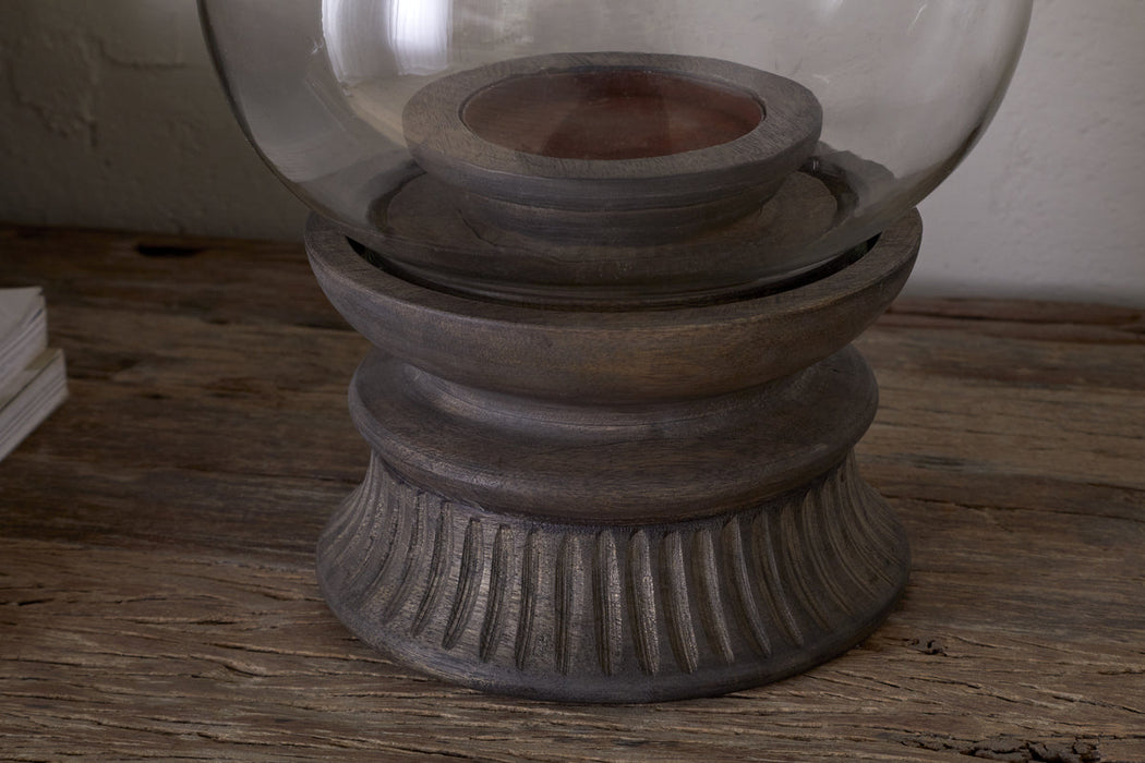 Kawani Mango Wood Lantern Dark Ash