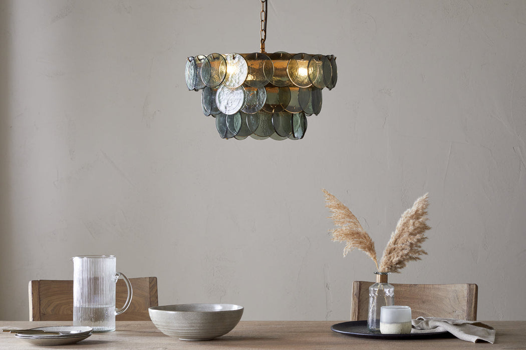 Kagitha Recycled Glass Chandelier Green