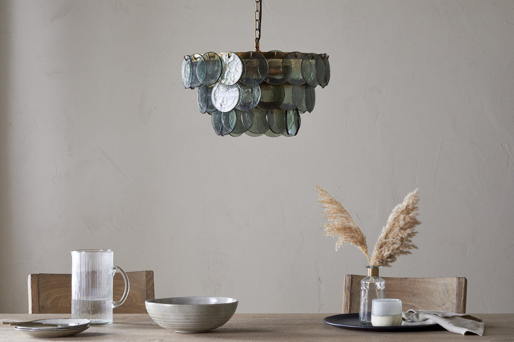 Kagitha Recycled Glass Chandelier Green