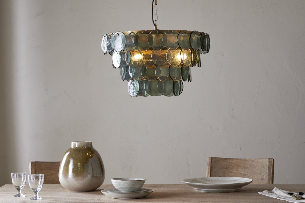 Kagitha Recycled Glass Chandelier Green