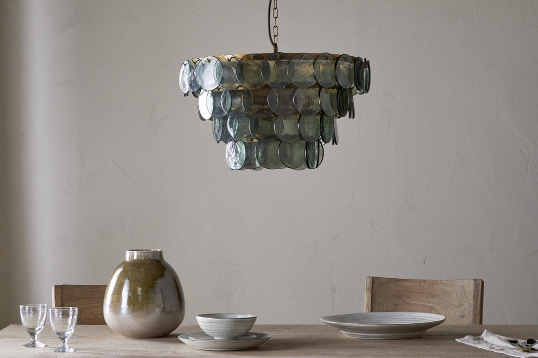Kagitha Recycled Glass Chandelier Green