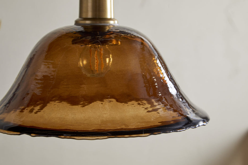 Keju Organic Shape Recycled Glass Pendant Dark Amber