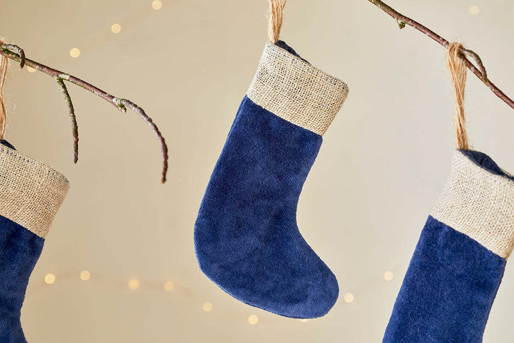 Karru Cotton Velvet Mini Stockings Indigo Set Of 3