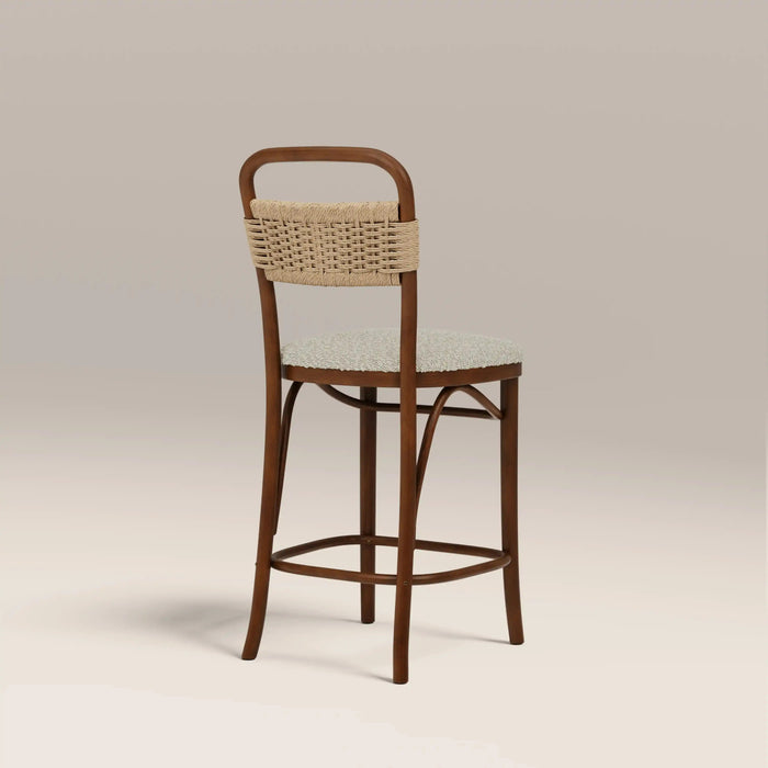 Daisy Wooden Kitchen Stool Speckled Stone Sustainable Boucle & Walnut
