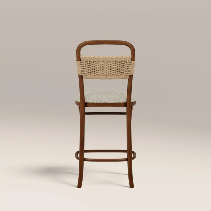Daisy Wooden Kitchen Stool Speckled Stone Sustainable Boucle & Walnut
