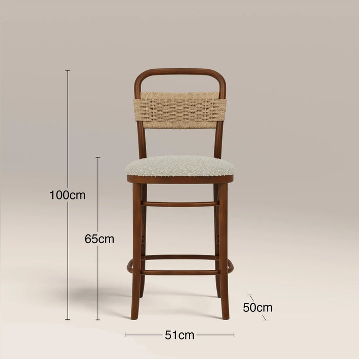 Daisy Wooden Kitchen Stool Speckled Stone Sustainable Boucle & Walnut