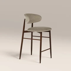 Halston Kitchen Stool | Soft Barley Sustainable Mohair Velvet & Walnut