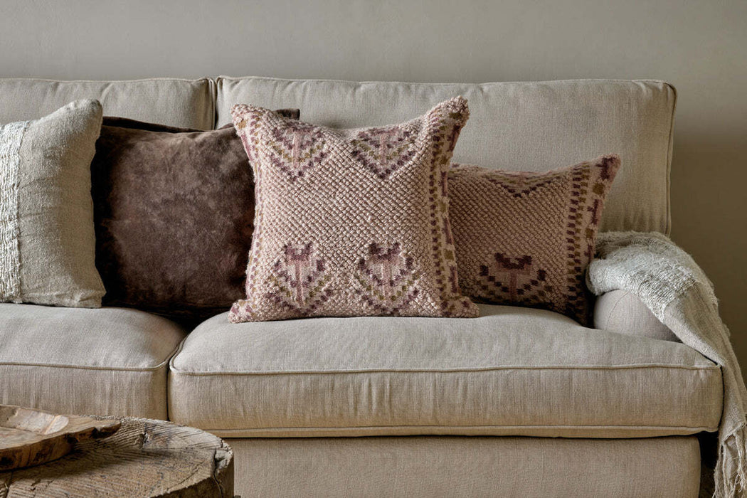 Kandy Wool Cotton Cushion Cover Dusty Pink