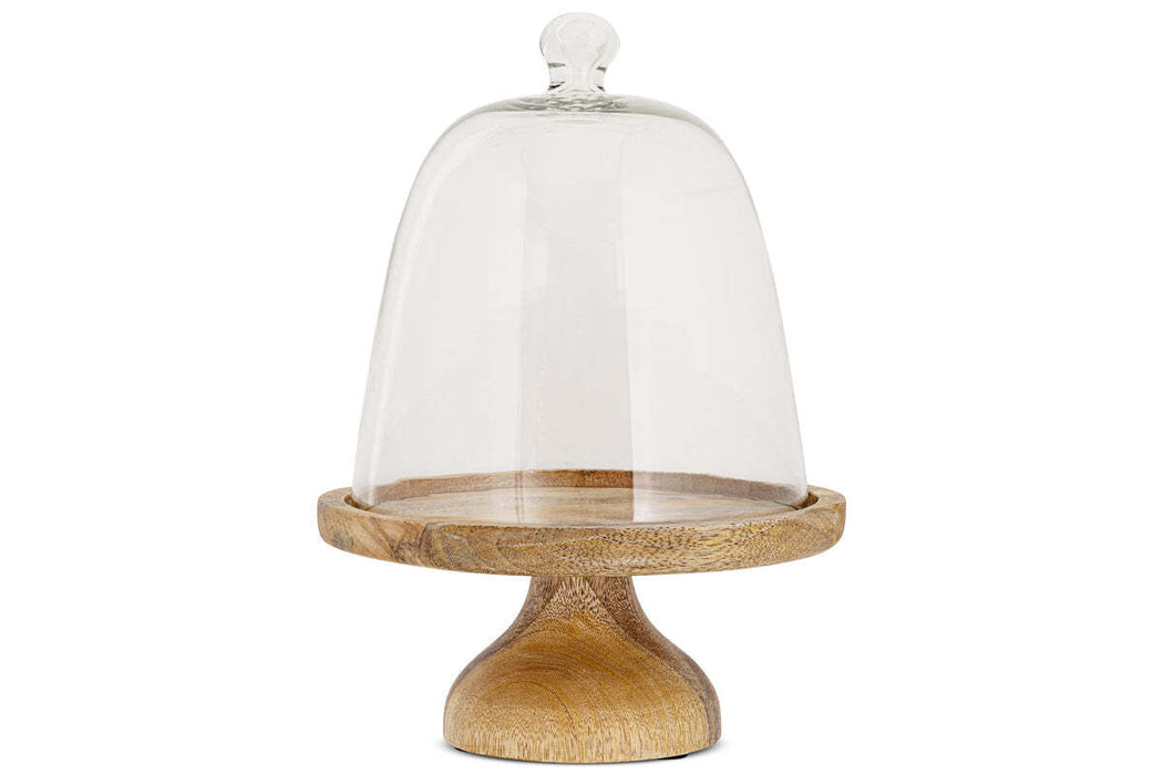Kannati Mango Wood Glass Cheese Stand Clear