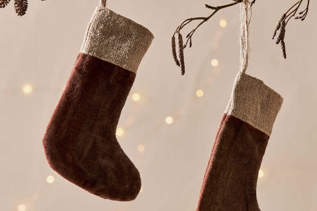 Karru Cotton Velvet Mini Stocking Rich Mocha Set Of 3