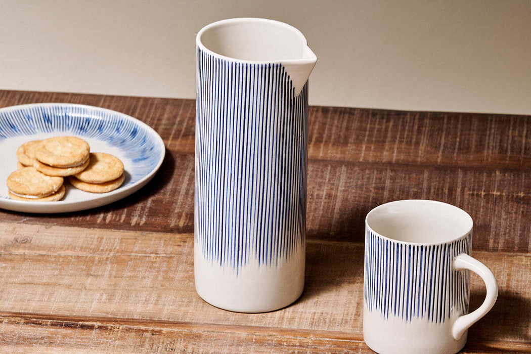 Karuma Ceramic Jug Blue Whte Large