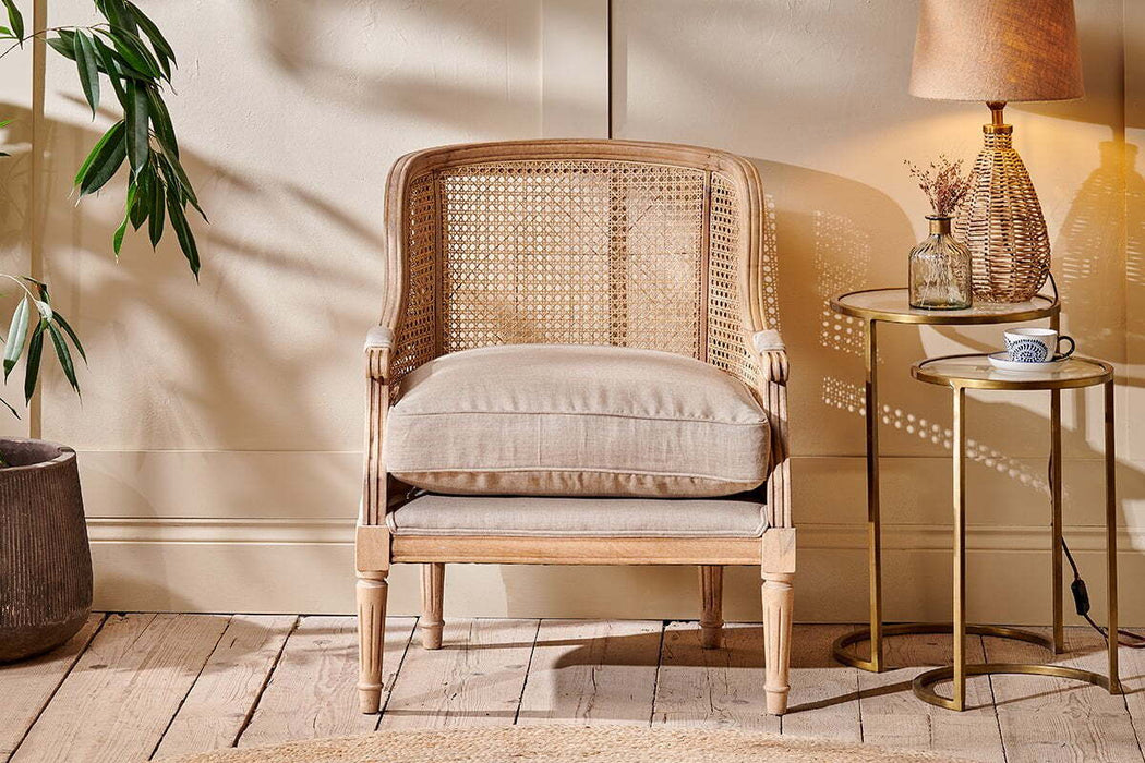 Kaziria Cane Linen Armchair Natural