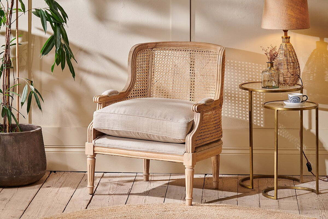 Kaziria Cane Linen Armchair Natural