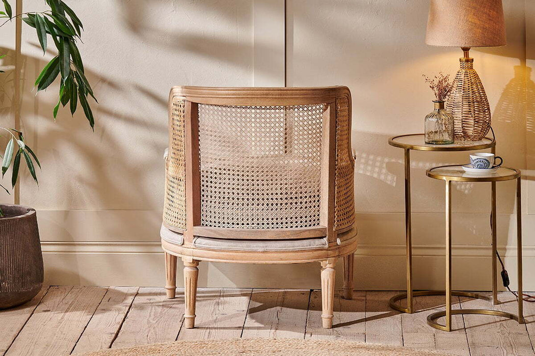 Kaziria Cane Linen Armchair Natural