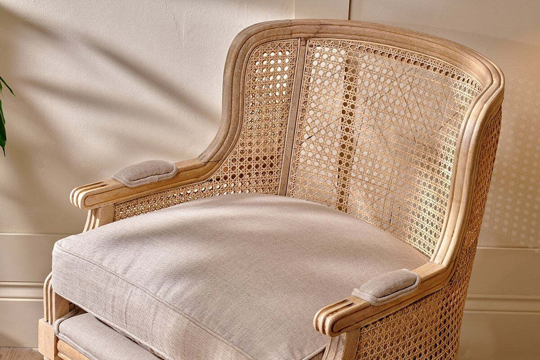 Kaziria Cane Linen Armchair Natural