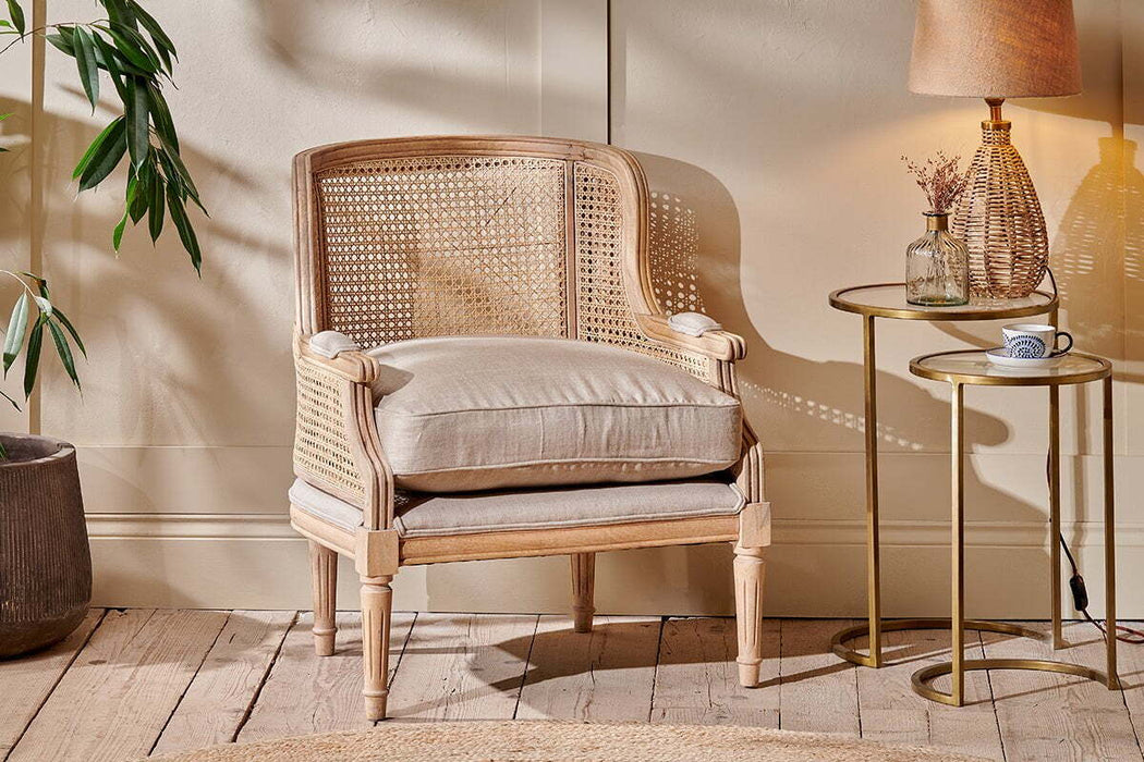 Kaziria Cane Linen Armchair Natural