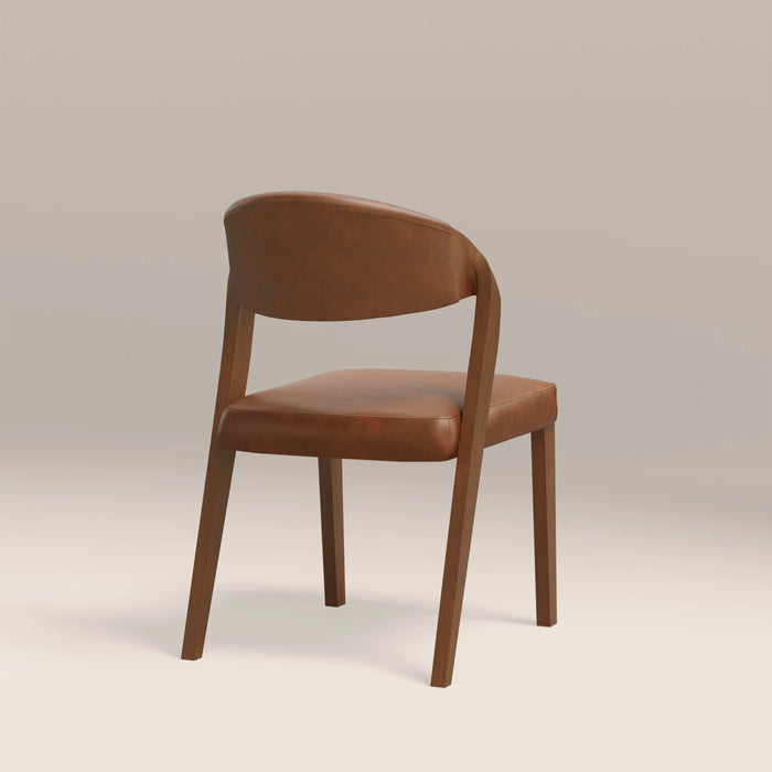 Kennedy Wooden Dining Chair | Vintage Tan Faux Leather & Walnut