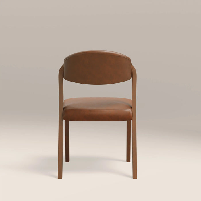 Kennedy Wooden Dining Chair | Vintage Tan Faux Leather & Walnut