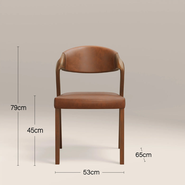 Kennedy Wooden Dining Chair | Vintage Tan Faux Leather & Walnut