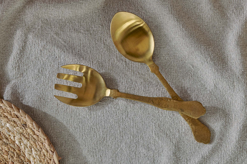 Khana Salad Servers Brushed Gold Set Of 2