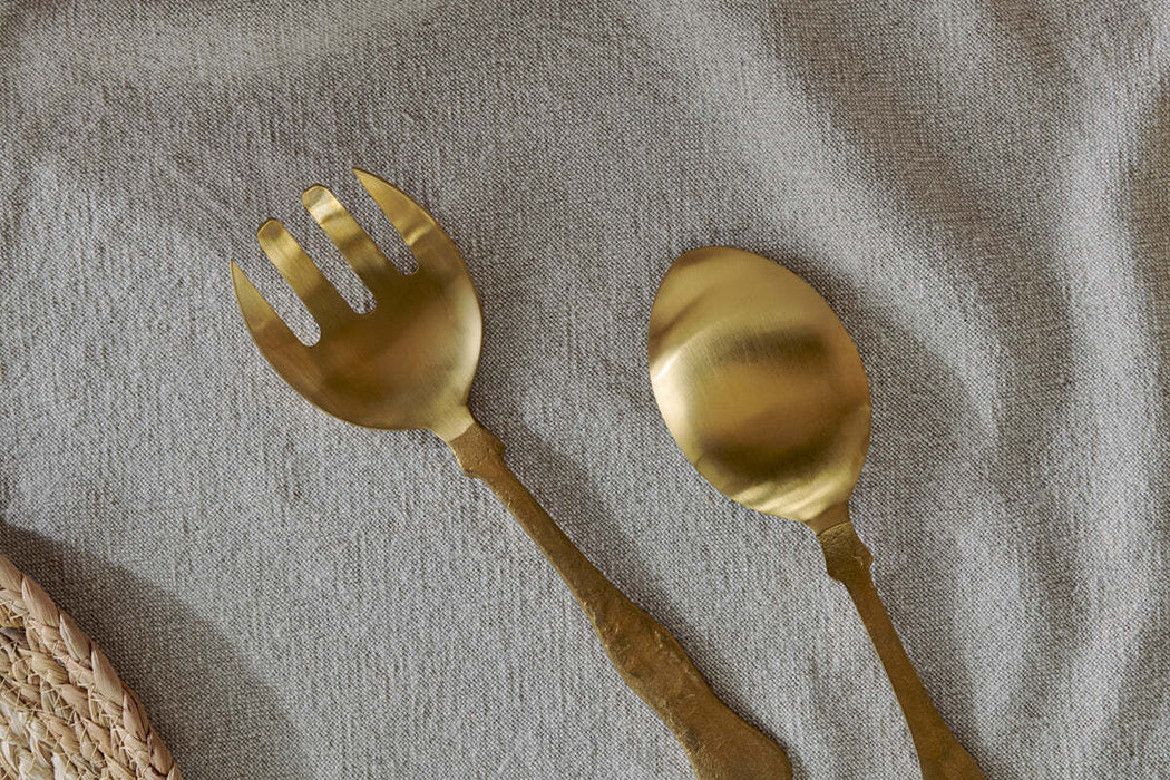 Khana Salad Servers Brushed Gold Set Of 2