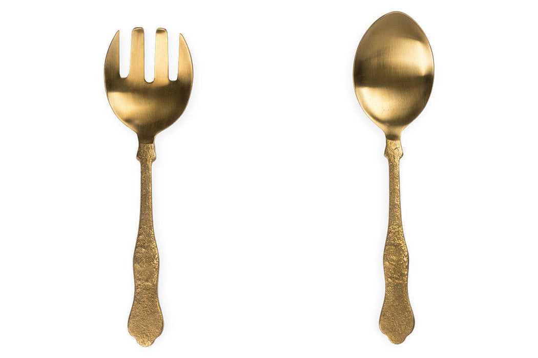Khana Salad Servers Brushed Gold Set Of 2